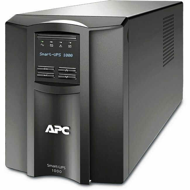 APC by Schneider Electric SMT1000C APC Smart-UPS, Line Interactive, 1000VA, Tower, 120V, 8x NEMA 5-15R outlets, SmartConnect Port+SmartSlot, AVR, LCD