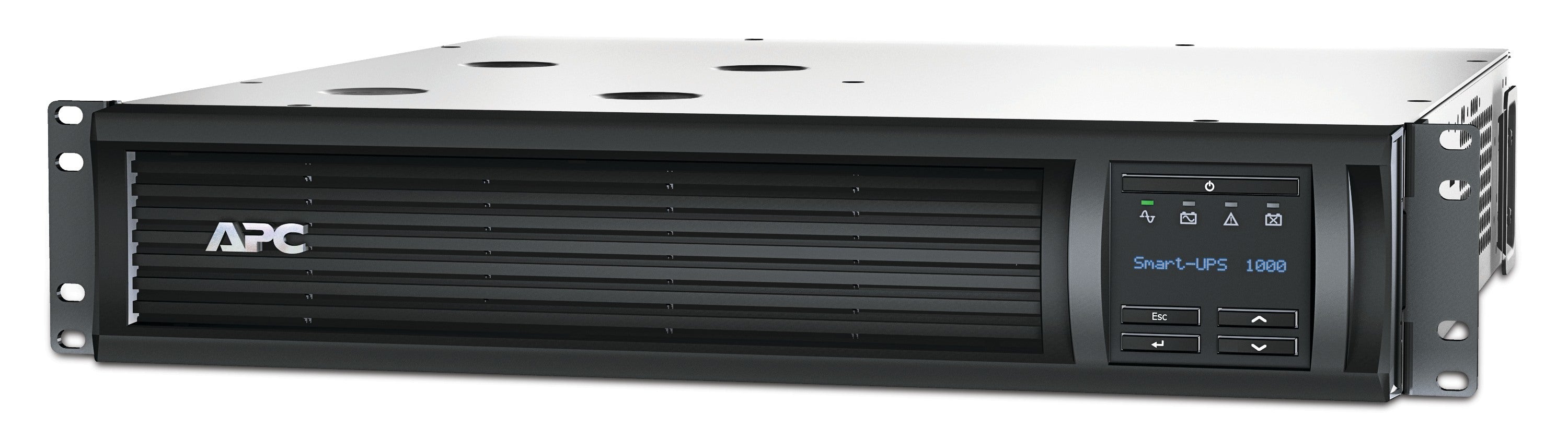 APC by Schneider Electric SMT1000RM2UC APC Smart-UPS, Interactiva de línea, 1000VA, Montaje en bastidor 2U, 120V, 6x tomas NEMA 5-15R, Puerto SmartConnect+SmartSlot, AVR, LCD