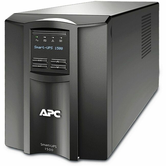 APC by Schneider Electric SMT1500C APC Smart-UPS, Line Interactive, 1500VA, Tower, 120V, 8x NEMA 5-15R outlets, SmartConnect Port+SmartSlot, AVR, LCD