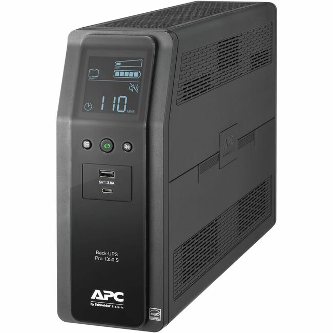 APC by Schneider Electric BR1350MS APC Back-UPS Pro, 1350VA/810W, Tower, 120V, 10x NEMA 5-15R outlets, Sine Wave, AVR, USB Type A + C ports, LCD, Batería Reemplazable por el Usuario