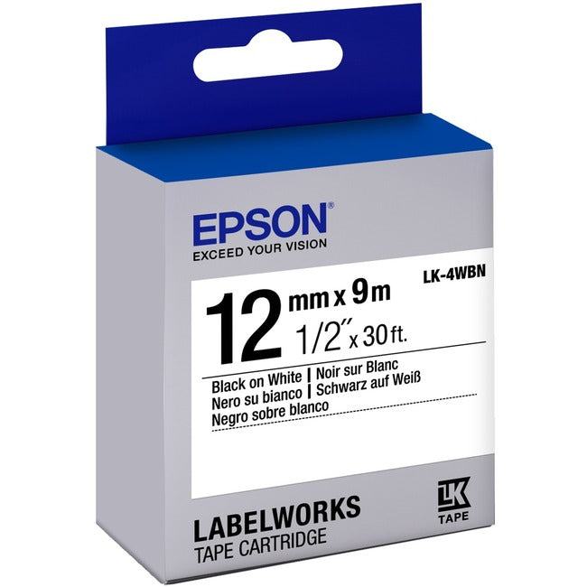 Epson LK-4WBN Cartucho de Cinta Epson LabelWorks Estándar LK ~1/2" Negro sobre Blanco