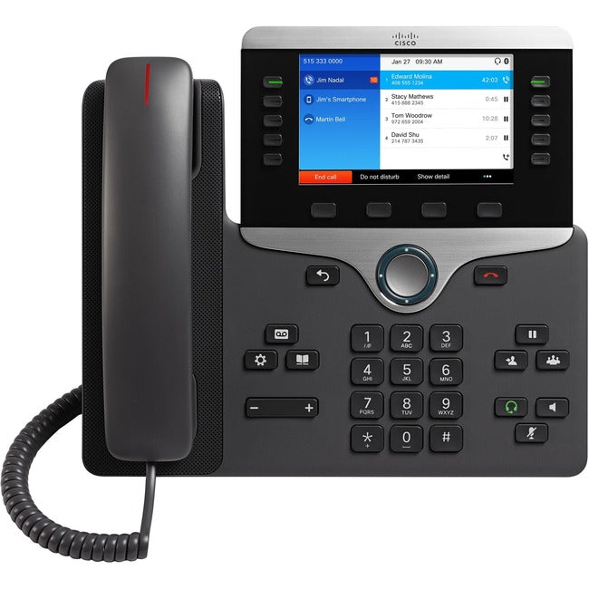 Cisco CP-8851-3PCC-K9= 8851 Teléfono IP - Con Cable/Inalámbrico - Con Cable - Bluetooth - 5 Conferencias Múltiples - De Escritorio, Montable en Pared - Carbón
