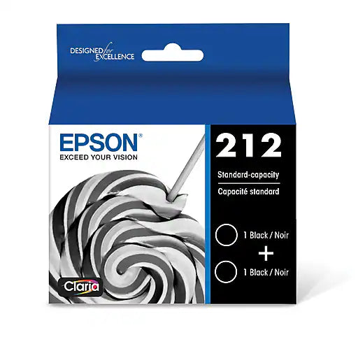 Epson T212120-D2 T212 Cartucho de Tinta Inkjet Original de Rendimiento Estándar - Paquete Dual - Negro - 2 Paquetes