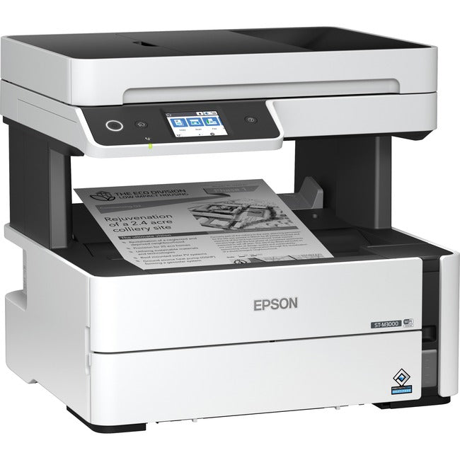 Epson C11CG93201 WorkForce ST-M3000 Impresora Multifunción Monocromática Supertank. MFP Sin Cartucho con ADF y Fax Copiadora/Fax/Escáner de Inyección de Tinta-1200x2400 dpi Impresión-Impresión Dúplex Automática-Escaneo Óptico 1200 dpi-20 ppm-Hasta 23