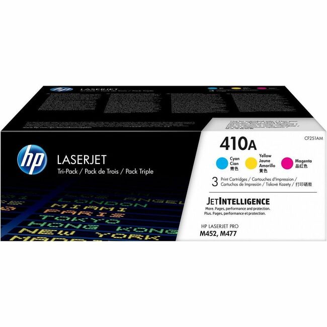 HP I CF251AM HP 410A (CF251AM) Cartucho de Tóner Láser Original de Rendimiento Estándar - Amarillo, Cian, Magenta - 1 Cartón