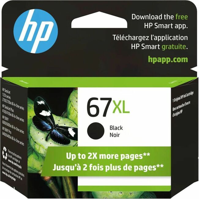 HP I 3YM57AN#140 Cartucho de Tinta Inkjet Original HP 67XL de Alto Rendimiento - Negro - 1 Paquete