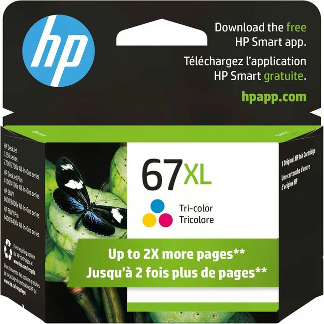 HP I 3YM58AN#140 Cartucho de Tinta Inkjet Original HP 67XL de Alto Rendimiento - Tricolor - 1 Paquete
