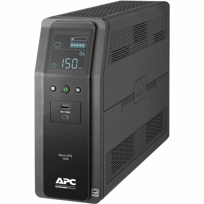 APC by Schneider Electric BN1500M2 APC Back-UPS Pro, 1500VA, Torre, 120V, 10 salidas NEMA 5-15R, LCD, 1 puerto USB Type C + 1 puerto USB Type A