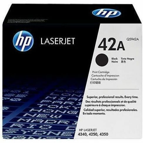 HP I Q5942A HP 42A (Q5942A) Cartucho de Tóner Láser Original de Rendimiento Estándar - Paquete Individual - Negro - 1 Pieza