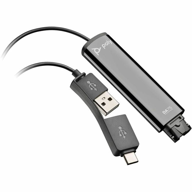 HP 786C6AA Adaptador Poly DA75 USB a QD Negro TAA
