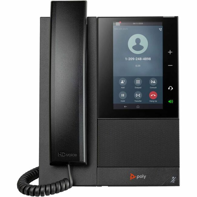 HP 84C16AA#ABA Teléfono IP Poly CCX 505 - Con cable - Con cable/Inalámbrico - Wi-Fi, Bluetooth - De escritorio, Montable en pared - Negro