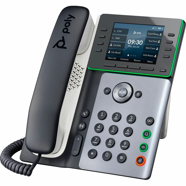 HP 89B52AA#ABA Teléfono IP Poly Edge E320 - Con Cable - Con Cable - Bluetooth - De Escritorio, Montable en Pared - Negro