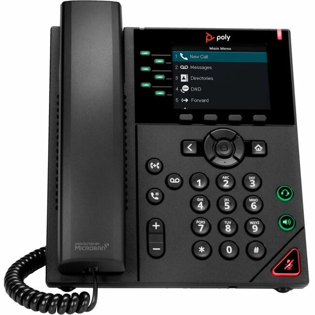 HP 89B69AA#ABA Teléfono IP Poly VVX 350 - Con cable - Con cable - De escritorio, Montable en pared - Negro