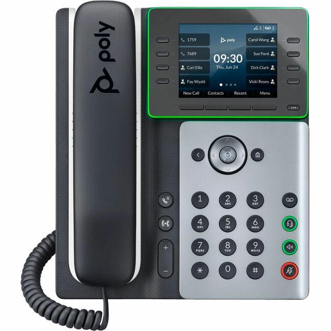 HP 82M89AA Poly Edge E350 IP Phone - Con cable - Con cable/Inalámbrico - Wi-Fi, Bluetooth, NFC - 3 Conferencias múltiples - De escritorio, Montable en pared - Negro - Compatible con TAA