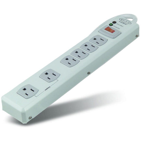 Belkin International INC F9D600-15-DP Belkin Protector contra Sobretensiones de 6 Enchufes de Metal con Cable de Alimentación de 15ft - 885 Joules