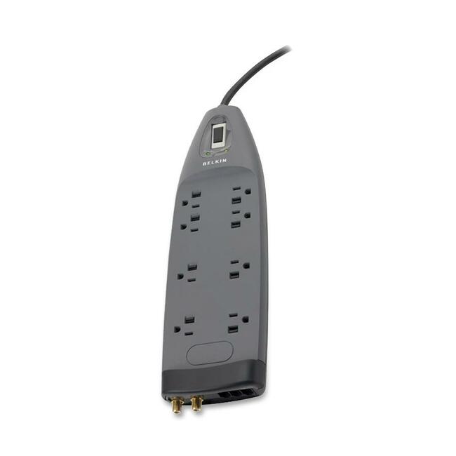 Belkin International INC BE108230-06 Belkin 8 Outlet Surge Protector with 6ft Power Cord for Home, Office, Travel, Computer Desktop - Black - 3550 Joules