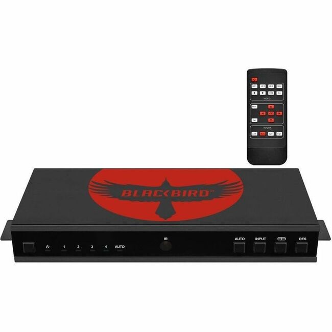 Monoprice, Inc. 44554 Monoprice Blackbird 4K60 4x1 Multiviewer, Seamless Quad View Switcher for Professional AV Installations, with Audio Extraction, RS232 Control