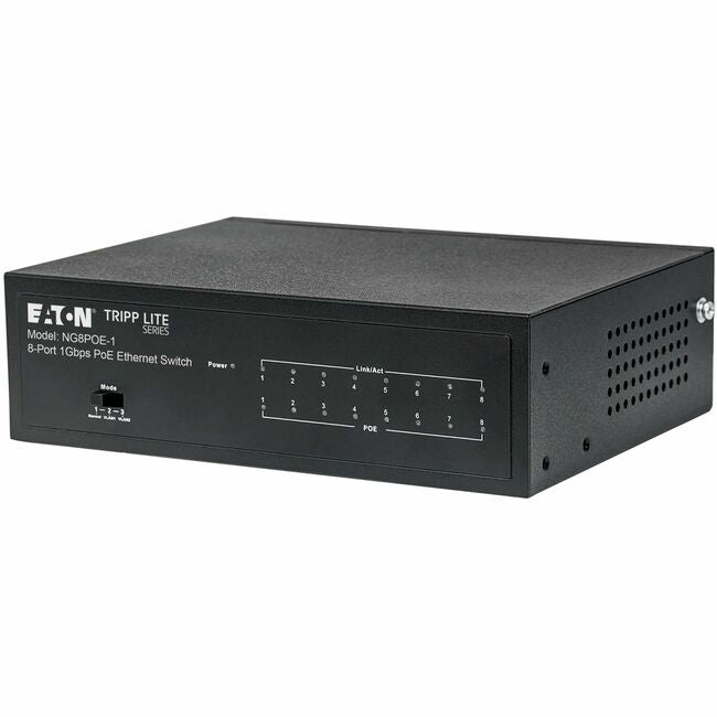 Eaton NG8POE-1 Tripp Lite Series Conmutador Gigabit Ethernet de Escritorio de 8 Puertos 10/100/1000 Mbps No Administrado con PoE+, 60W, Recinto de Metal