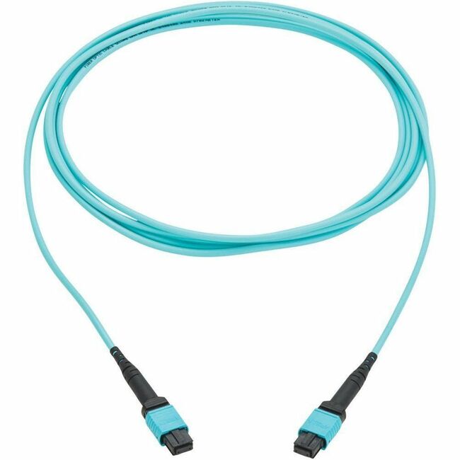 Eaton N845B-05M-12TAA Cable de Fibra Óptica Eaton Tripp Lite Series 100G Multimodo 50/125 OM4 (12F MPO/MPO-PC F/F), Polaridad Tipo-B, OFNP, Aguamarina, 5 m (16.4 ft.), TAA