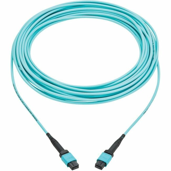 Eaton N845B-10M-12TAA Cable de Fibra Óptica Eaton Tripp Lite Series 100G Multimodo 50/125 OM4 (12F MPO/MPO-PC F/F), Polaridad Tipo-B, OFNP, Aguamarina, 10 m (32.8 ft.), TAA