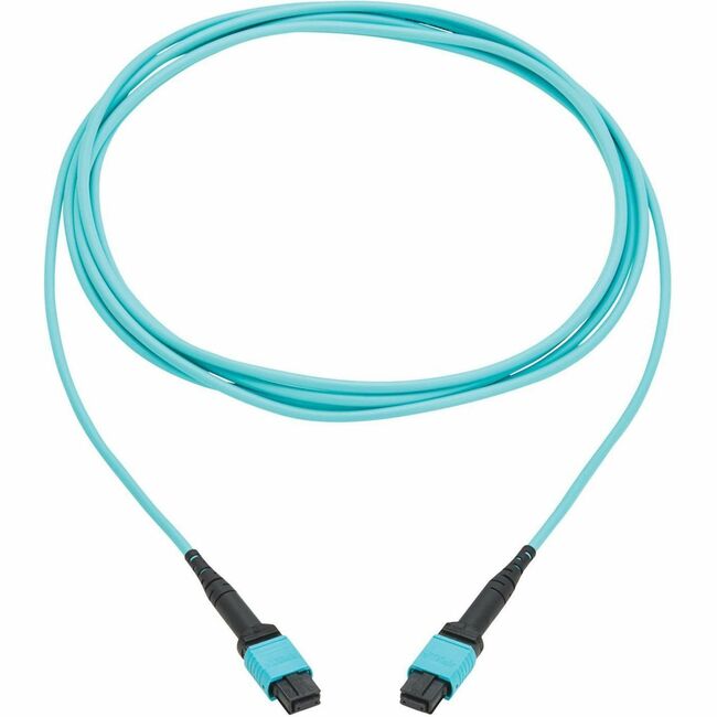 Eaton N845A-03M-12TAA Cable de Fibra Óptica Eaton Tripp Lite Series 100G Multimodo 50/125 OM4 (12F MPO/MPO-PC F/F), Polaridad Tipo-A, OFNP, Aguamarina, 3 m (9.8 ft.), TAA