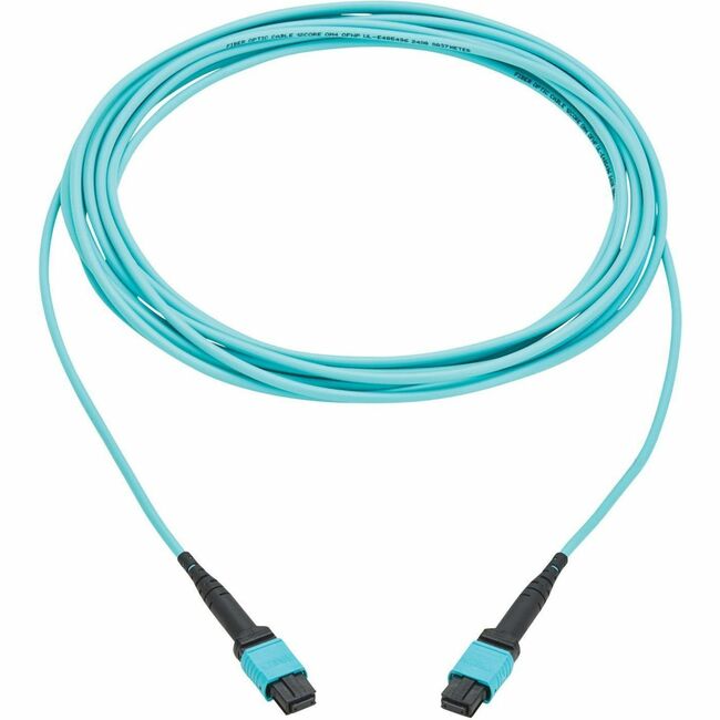 Eaton N845A-05M-12TAA Cable de Fibra Óptica Eaton Tripp Lite Series 100G Multimodo 50/125 OM4 (12F MPO/MPO-PC H/H), Polaridad Tipo-A, OFNP, Aqua, 5 m (16.4 ft.), TAA