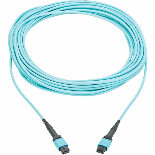 Eaton N845A-10M-12TAA Tripp Lite Series 100G Multimodo 50/125 OM4 Cable de Fibra Óptica (12F MPO/MPO-PC F/F), Polaridad Tipo-A, OFNP, Aqua, 10 m (32.8 ft.), TAA