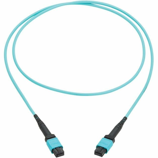 Eaton N845B-02M-12TAA Tripp Lite Series 100G Multimodo 50/125 OM4 Cable de Fibra Óptica (12F MPO/MPO-PC H/H), Polaridad Tipo-B, OFNP, Aqua, 2 m (6.6 ft.), TAA