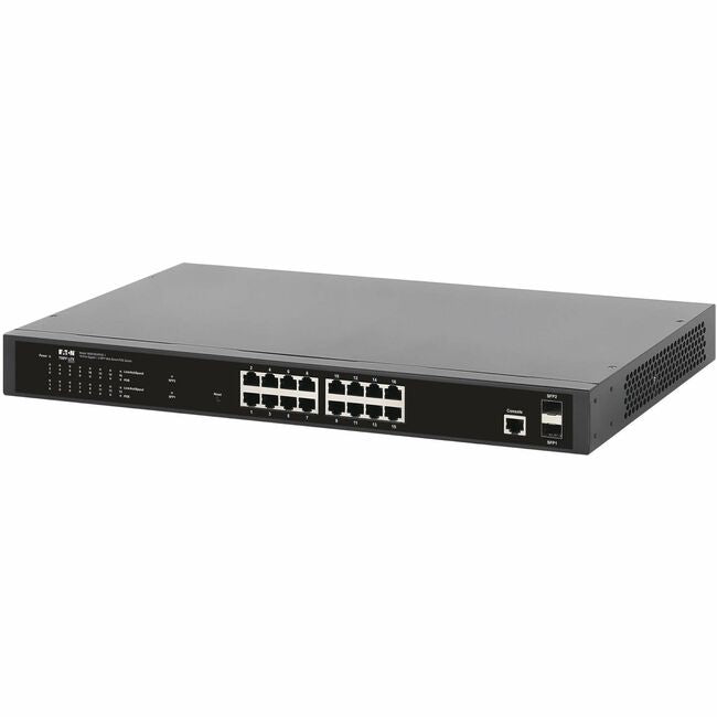 Eaton NGS16C2POE-1 Conmutador Ethernet Gigabit administrado Eaton Tripp Lite series de 16 puertos con PoE+ - Capa 2, 1 Gbps, 2 puertos SFP GbE, 220W PoE, 1U Rack/Escritorio