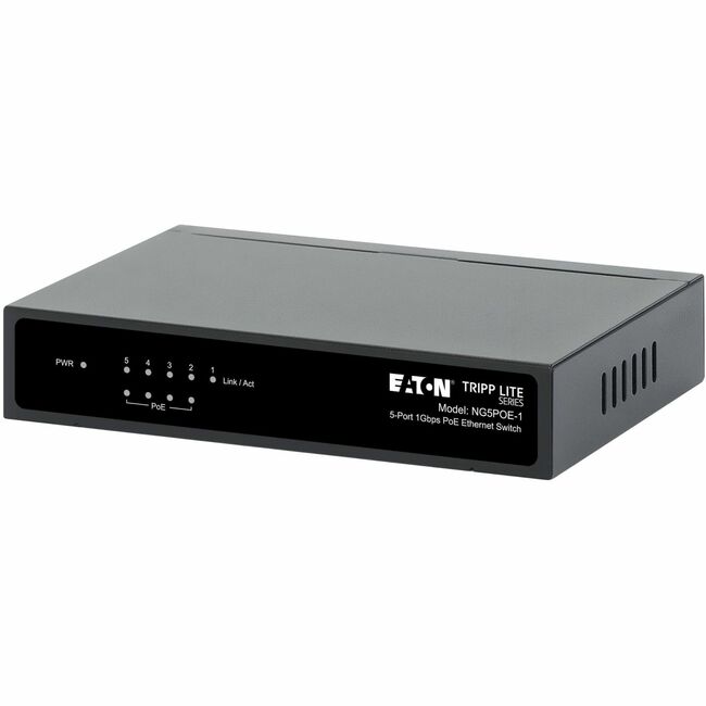 Eaton NG5POE-1 Tripp Lite Series Conmutador Ethernet Gigabit de Escritorio 5 Puertos 10/100/1000 Mbps Alimentado por PoE con Paso PoE+, 65W, Carcasa de Metal