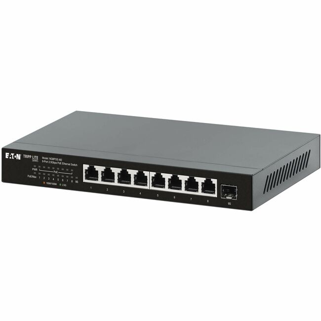 Eaton NG8POE-M2 Tripp Lite Series Conmutador Ethernet Gigabit de 8 Puertos 2.5 Gbps de Escritorio sin Gestión con Paso de PoE+, 100W, Carcasa de Metal, TAA