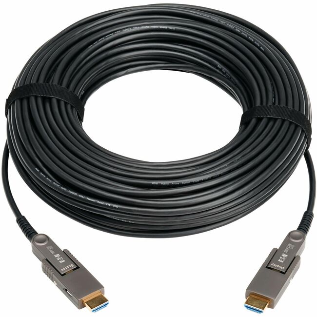 Eaton P568FMM-40M-8K6 Tripp Lite Series 8K HDMI Cable de Fibra Óptica Activo (AOC) con Conectores Desmontables (M/M) - 8K UHD @ 60 Hz, HDR, HDCP 2.3, Negro, 40 m (131 ft.)