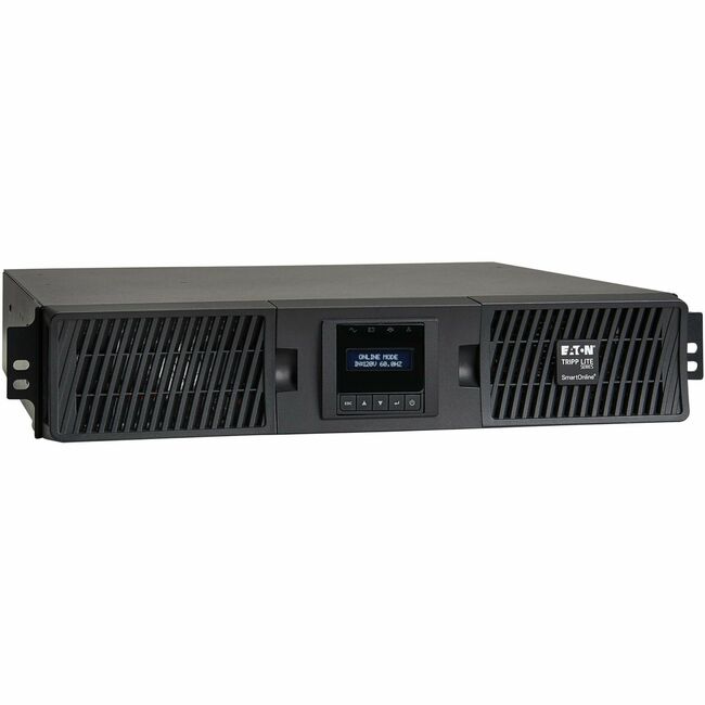 Eaton SU1500RTXLCD2UTAA Tripp Lite Series SmartOnline 1500VA 1350W 120V Double-Conversion Sine Wave UPS - 8 Outlets, Extended Run, Network Card Option, LCD, USB, DB9, 2U Rack/Tower, TAA