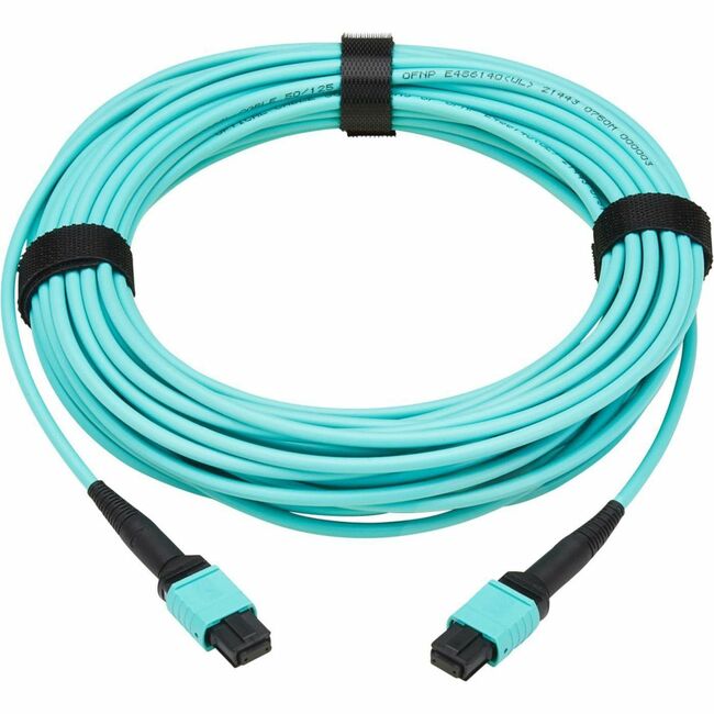 Eaton N844A-10M-8-P Tripp Lite Series 40/100/400G Multimodo 50/125 OM3 Cable de Fibra Óptica (8F MPO/MPO-PC H/H), Polaridad Tipo-A, OFNP, Aguamarina, 10 m (32.8 ft.)