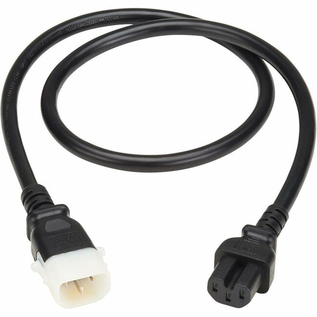 Eaton P018-E03 Tripp Lite Series PDU Power Cord, C15 to P-Lock C14 - Heavy-Duty, 15A, 250V, 14 AWG, 3 ft. (0.9 m), Black
