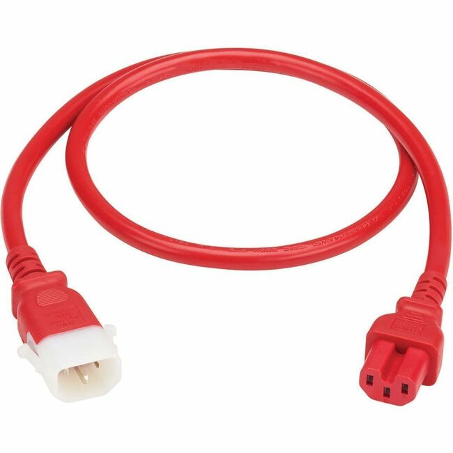 Eaton P018-E03-ARD-6 Tripp Lite Series PDU Power Cords, C15 to P-Lock C14 - Heavy-Duty, 15A, 250V, 14 AWG, 3 ft. (0.9 m), Red, 6 Pack