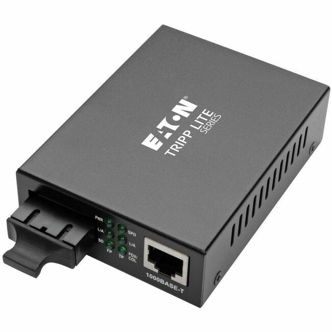 Eaton N785-INT-SC Tripp Lite Series Convertidor de Medios de Fibra Óptica Multimodo Gigabit a Ethernet, 10/100/1000 SC, Fuente de Alimentación Internacional, 1310 nm, 2,000 m (6,561 ft.)