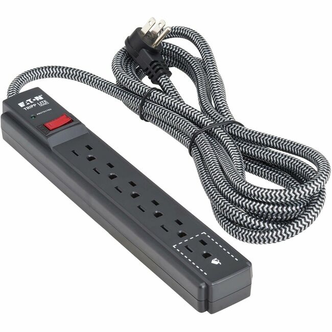 Eaton TLP620DB Tripp Lite Series Protect It! Protector de Sobretensión de 6 Salidas - Salidas 5-15R, 1200 Julios, Cable Trenzado de 20 pies (6.1 m), Negro