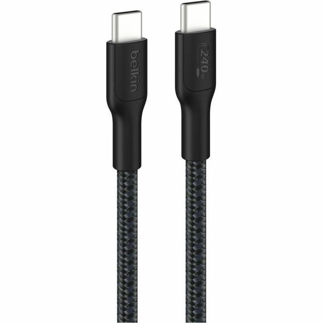 Belkin International INC CAB025FQ3MBK Belkin BoostCharge Pro USB-C to USB-C Braided Cable 240W, 9.8ft/3m, Black
