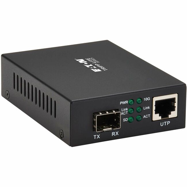 Eaton N786-001-SFP Convertidor de medios Ethernet SFP+ a RJ45 serie Tripp Lite de 10 Gb - Compatible con 850 nm y 1310 nm, hasta 80 km