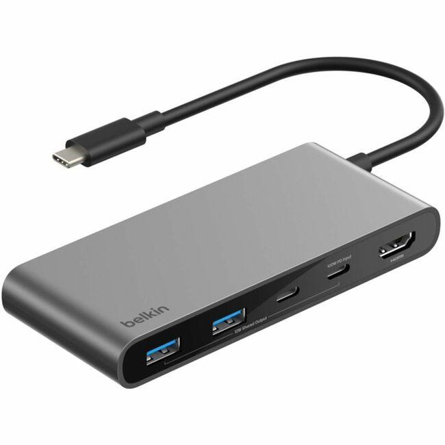 Belkin International INC AVC023FQSGY Belkin 7-Port USB-C Hub - USB-C to - 2xUSB-A, 2xUSB-C, 1x4K HDMI, 1xSD + 1xMicroSD Reader - Black