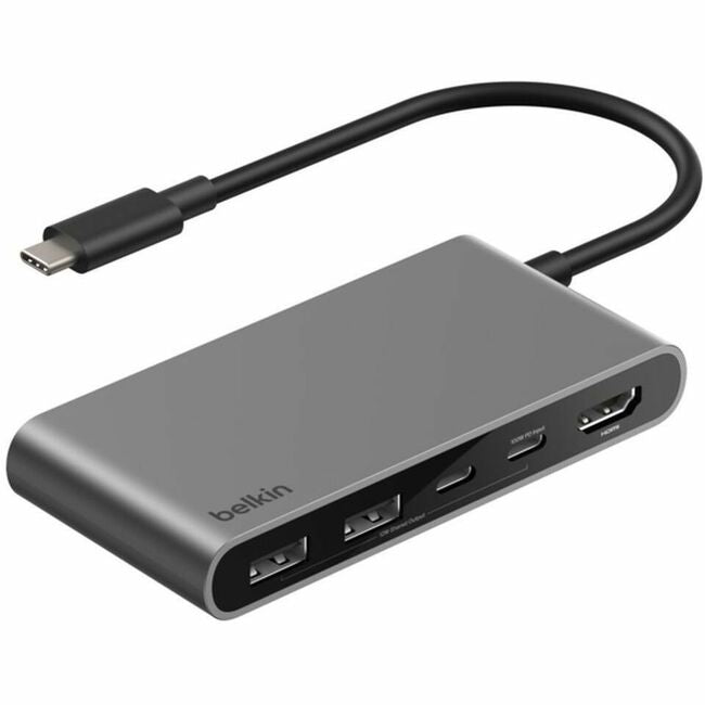 Belkin International INC AVC022FQSGY Belkin Hub USB-C de 5 puertos - USB-C a 2xUSB-A, 2xUSB-C, 1x HDMI 4K - Estación de conexión - Negro