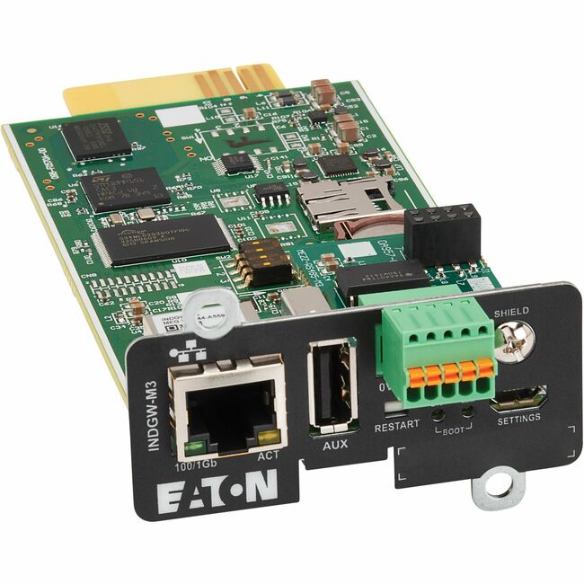 Eaton INDGW-M3 Tarjeta Eaton Cybersecure Gigabit Industrial Gateway para UPS y PDU, Certificada UL 2900-1 e IEC 62443-4-2