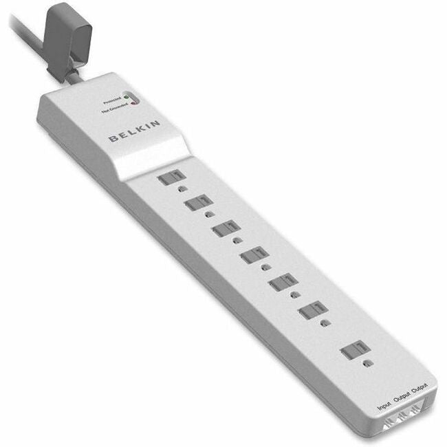 Belkin International INC BE107200-12 Belkin Protector contra Picos de 7 Tomas - Cable de 12 pies - Enchufe en Ángulo Recto - 2320J - Blanco