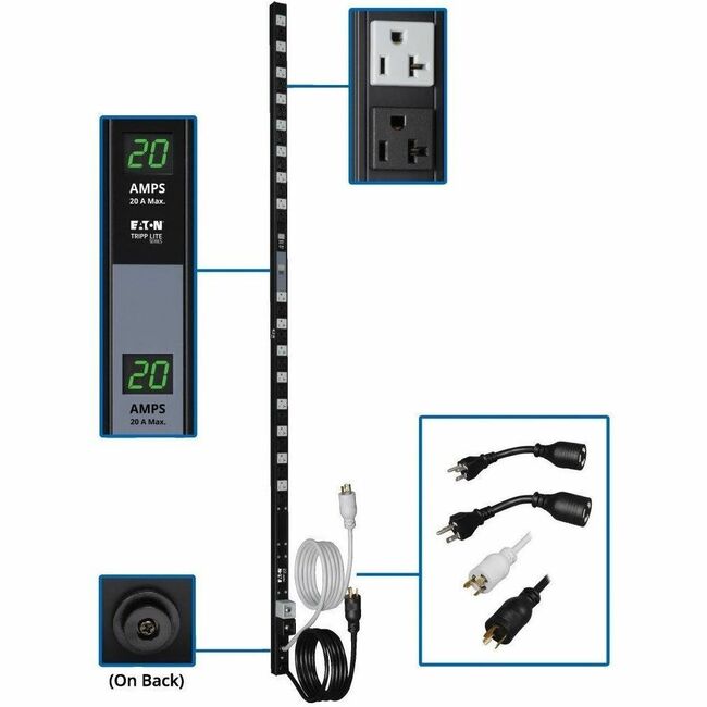 Eaton PDUMV40 Tripp Lite by Eaton PDU 3.8kW Single-Phase Local Metered PDU Dual Circuit 120V Outlets (32 5-15/20R) L5-20P/5-20P 10 ft. (3.05 m) Cord 0U Vertical