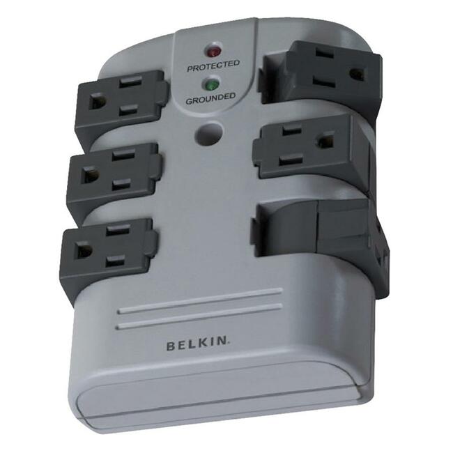 Belkin International INC BP106000 Belkin Protector contra Sobretensión de 6 Salidas con Enchufe Pivotante - Montaje en Pared - 1080 Joules