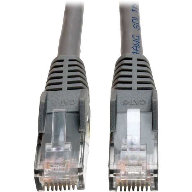 Eaton N201-100-GY-P Tripp Lite by Eaton Cable Cat6 Gigabit sin enganche moldeado clasificado para plenum (UTP) Ethernet (RJ45 M/M) PoE Gris 100 ft. (30.5 m)