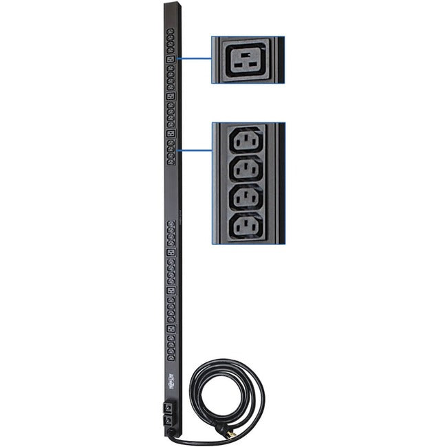 Eaton PDUV30HV Tripp Lite by Eaton PDU 5.5kW Single-Phase 208/230V PDU Básico 38 Salidas (32 C13 y 6 C19) Entrada NEMA L6-30P Cable de 10 ft. (3.05 m) 0U Vertical