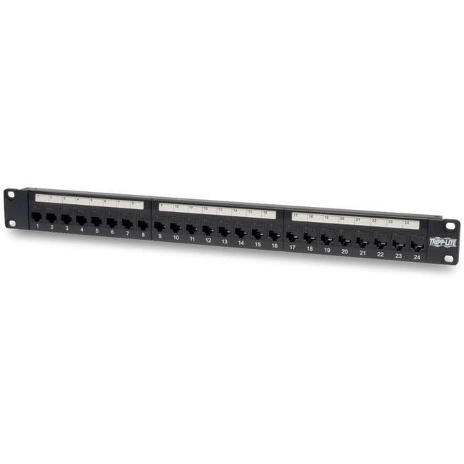 Eaton N254-024 Panel de Parcheo Cat6/Cat5 de 24 Puertos 1U para Montaje en Rack Tripp Lite by Eaton con Paso Directo y RJ45 Ethernet TAA