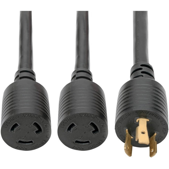 Eaton P039-001-2 Tripp Lite Series Cordón de Extensión de Energía/Divisor, NEMA L6-20P a 2x NEMA L6-20R Divisor en Y, Uso Pesado - 20A, 250V, 10 AWG, 1 ft. (0.31 m), Negro